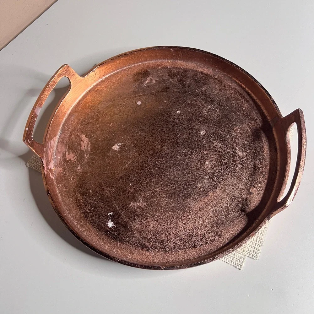 Hearth &‎ Hand Magnolia Copper Round Decorative Tray with Handles 11.5 inch
